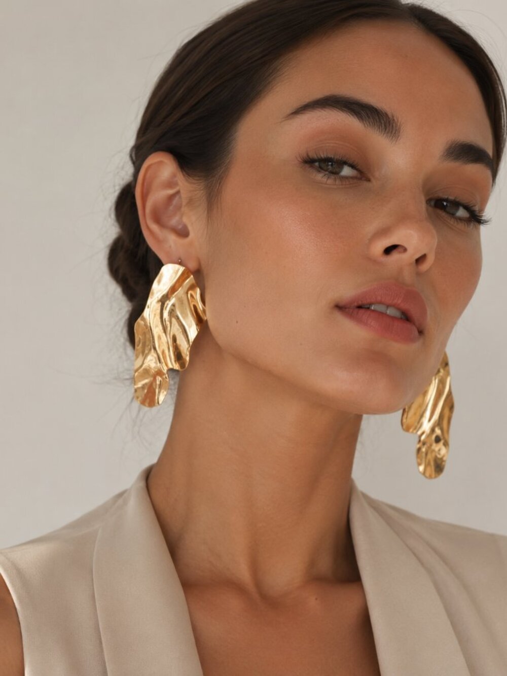 Bohemian Gold Textured Statement Earrings